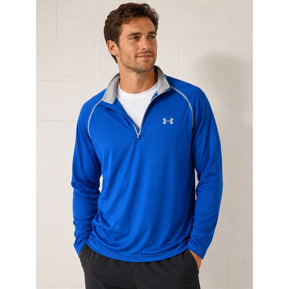 Under Armour Mens XL Royal Blue Tech 1/4 Zip Pullover Long Sleeve Shirt Athletic